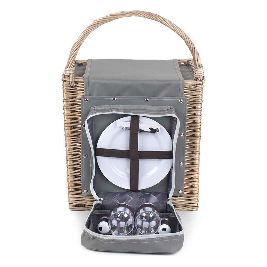 Fully Fitted Picnic Basket Hamper in Grey 098 by Willow