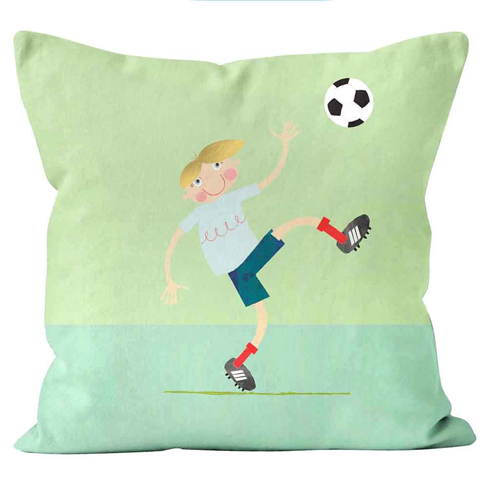 ARTWORLD CUSHIONS 'Football' Kali Stileman Green Print Cushion -Medium | Large