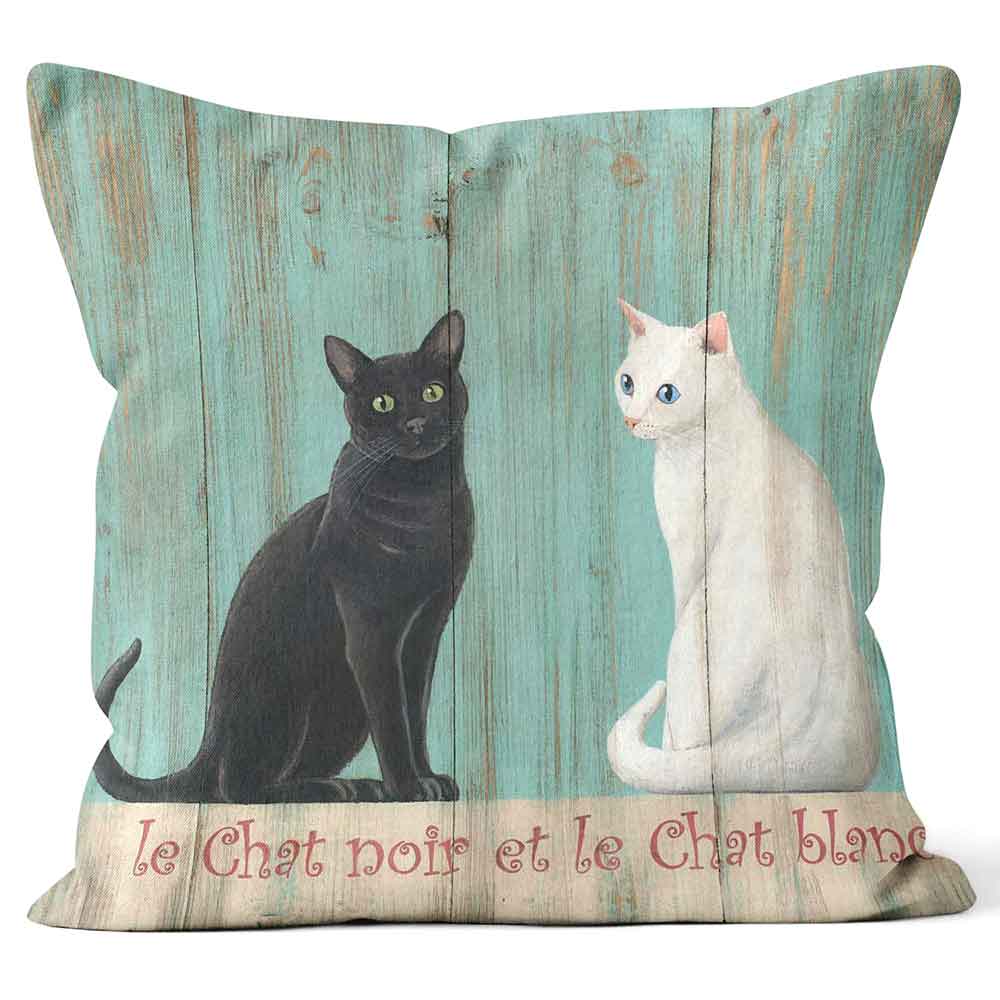 ARTWORLD CUSHIONS 'Le Chat Noir et Le Chat Blanc' Print Cushion Medium | Large