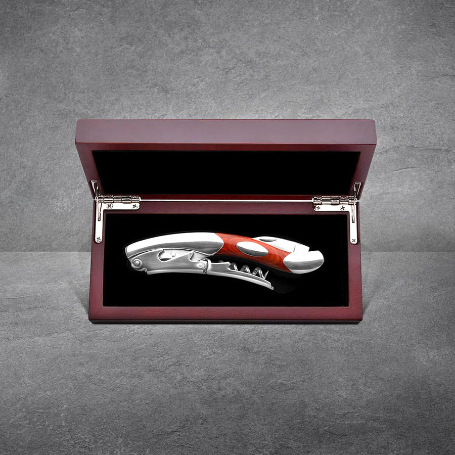 Waiter's Friend Corkscrew and Bottle Opener in a Wooden Presentation Gift Box by Flint and Flame