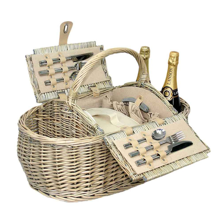 Boat Picnic Basket Hamper Fully Fitted  in Beige 030 by Willow