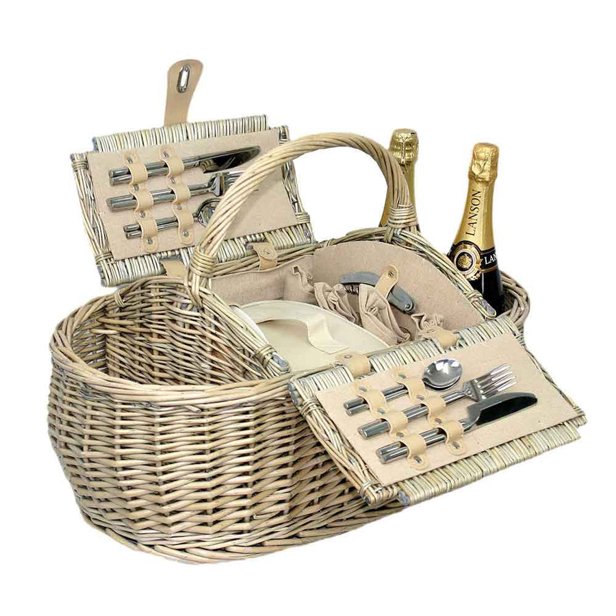 Boat Picnic Basket Hamper Fully Fitted  in Beige 030 by Willow