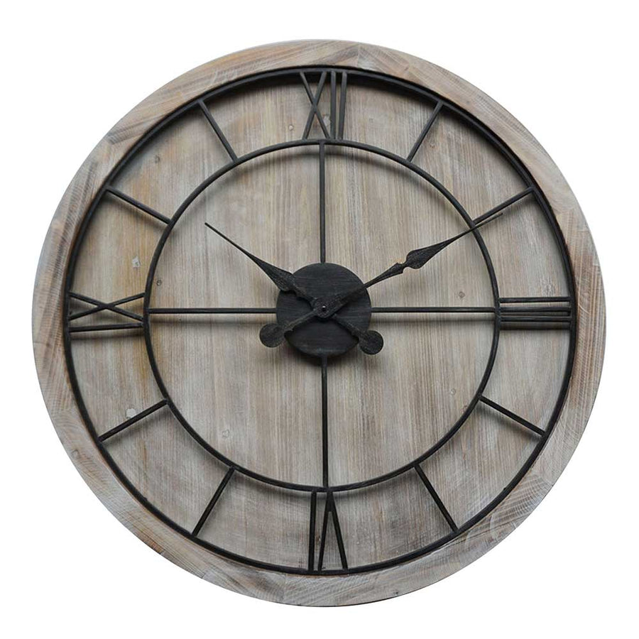 Round Wooden Wall Clock with Roman Numerals by Hill Interiors