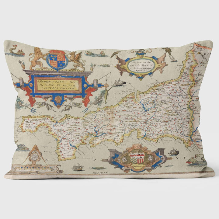 1579 Cornwall Map - British Library Cushions - Handmade Cushions UK - WeLoveCushions