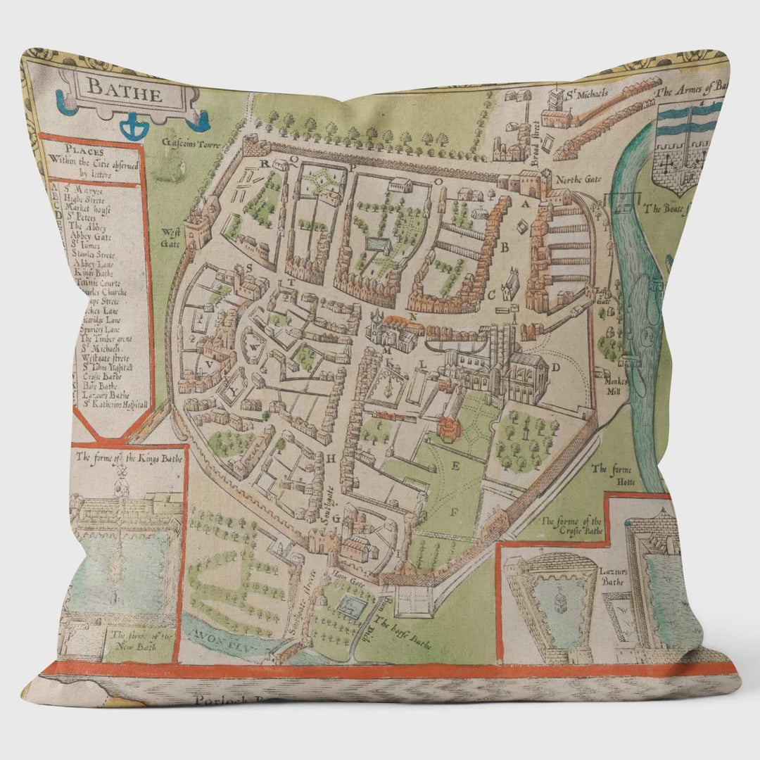 1680 Bathe Map - British Library Cushions - Handmade Cushions UK - WeLoveCushions