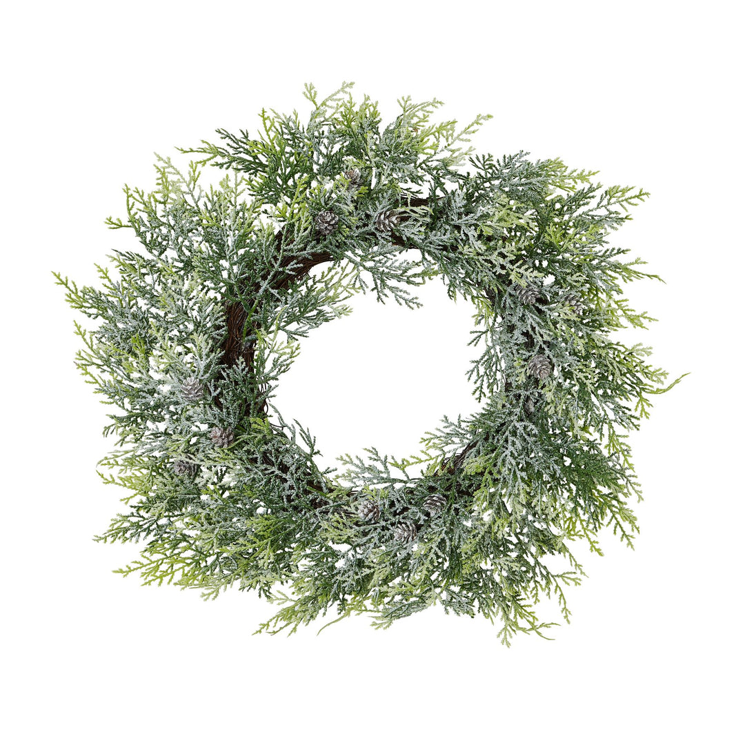 Frosted Pine Wreath With Pinecones