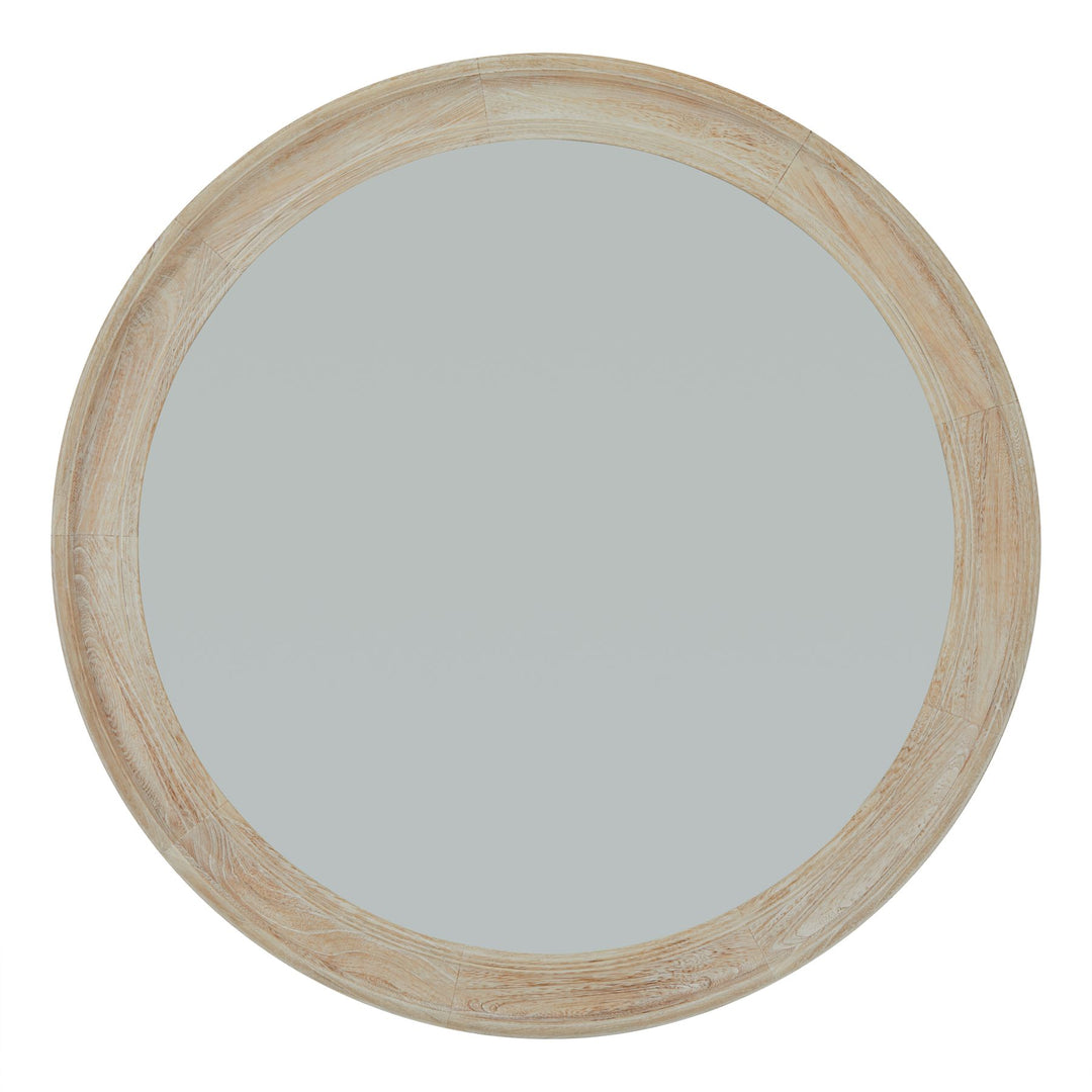 Washed Wood Round Framed Large Mirror