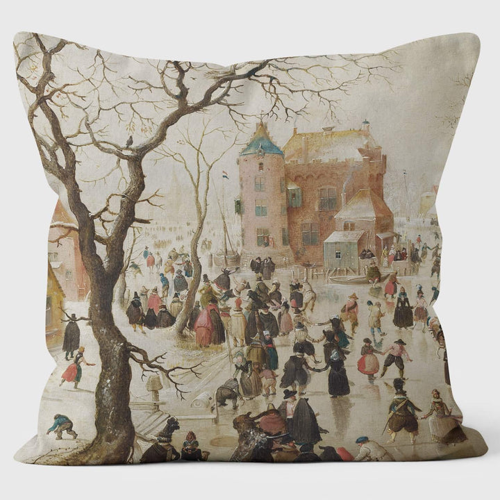 A Winter Scene with Skaters - Hendrick Avercamp - National Gallery Cushion - Handmade Cushions UK - WeLoveCushions