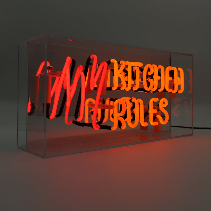 My Kitchen My Rules Glass Neon Sign in Acrylic Box