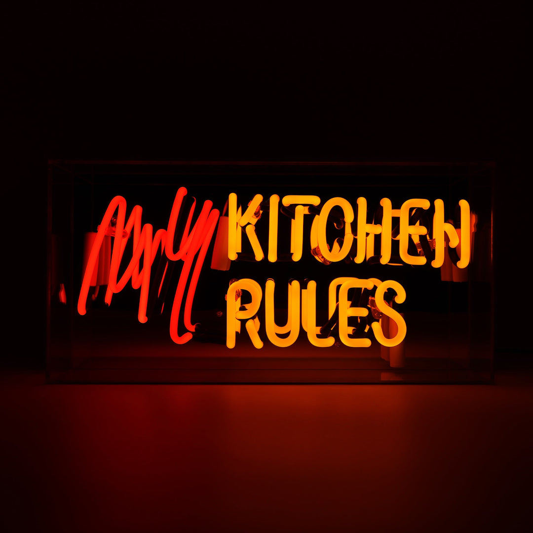 My Kitchen My Rules Glass Neon Sign in Acrylic Box