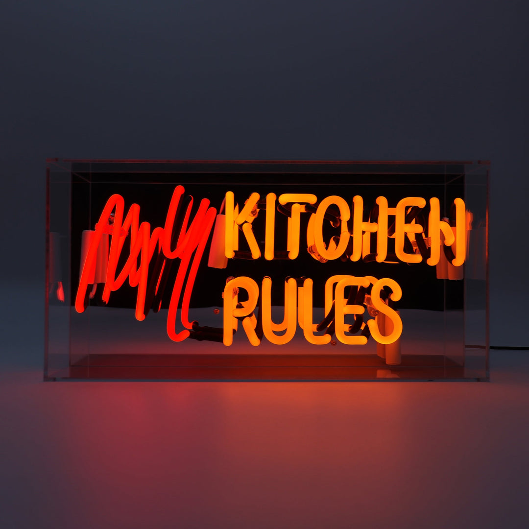 My Kitchen My Rules Glass Neon Sign in Acrylic Box