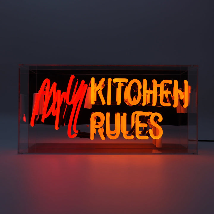 My Kitchen My Rules Glass Neon Sign in Acrylic Box