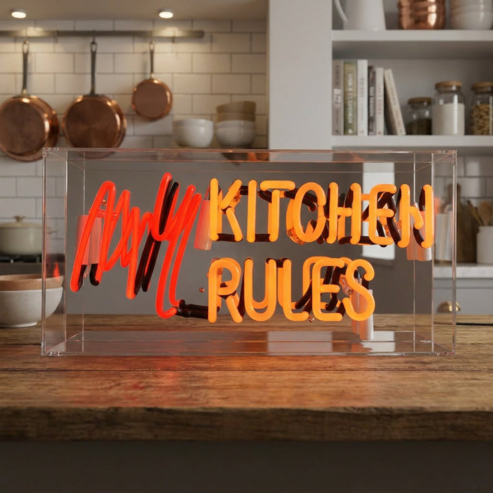 My Kitchen My Rules Glass Neon Sign in Acrylic Box