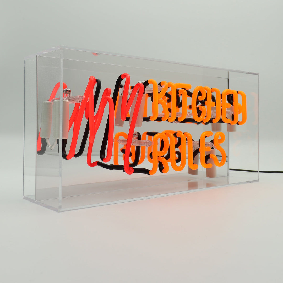 My Kitchen My Rules Glass Neon Sign in Acrylic Box