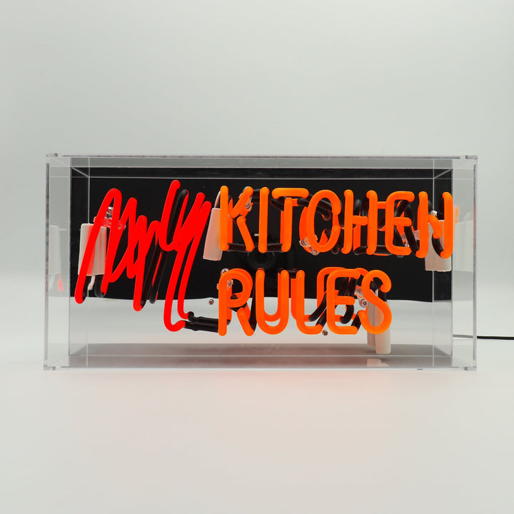 My Kitchen My Rules Glass Neon Sign in Acrylic Box