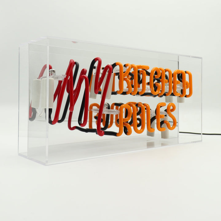 My Kitchen My Rules Glass Neon Sign in Acrylic Box