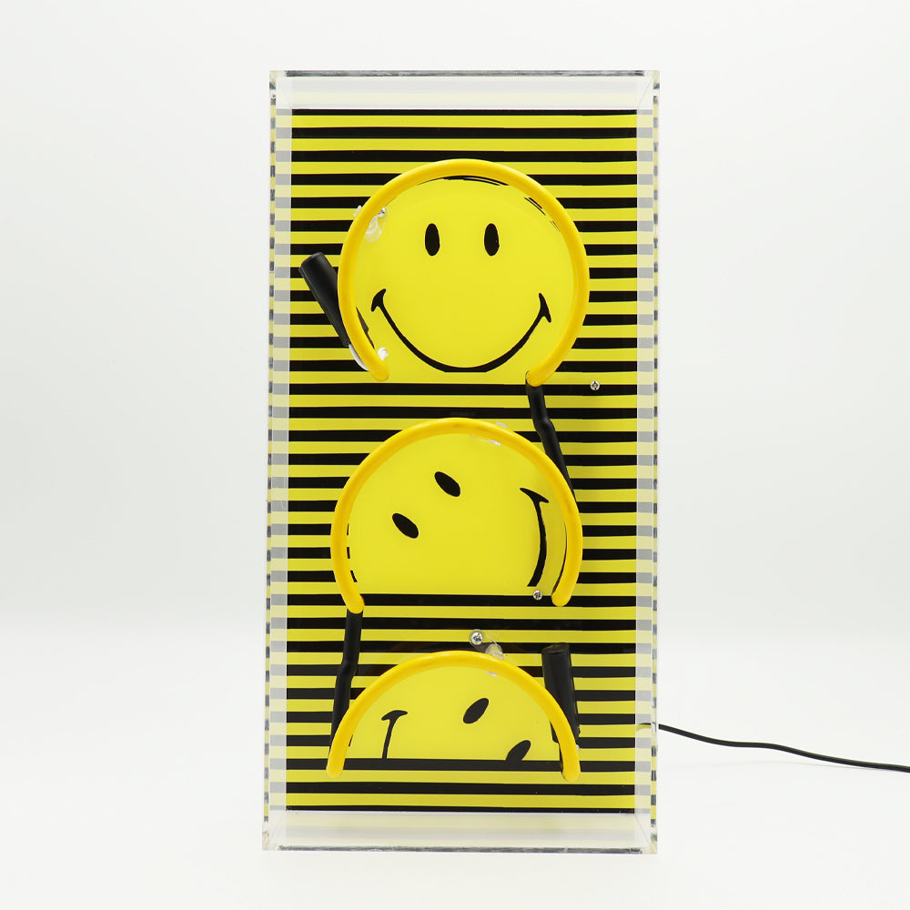 Rise and Shine Original Smiley Glass Neon Box Sign