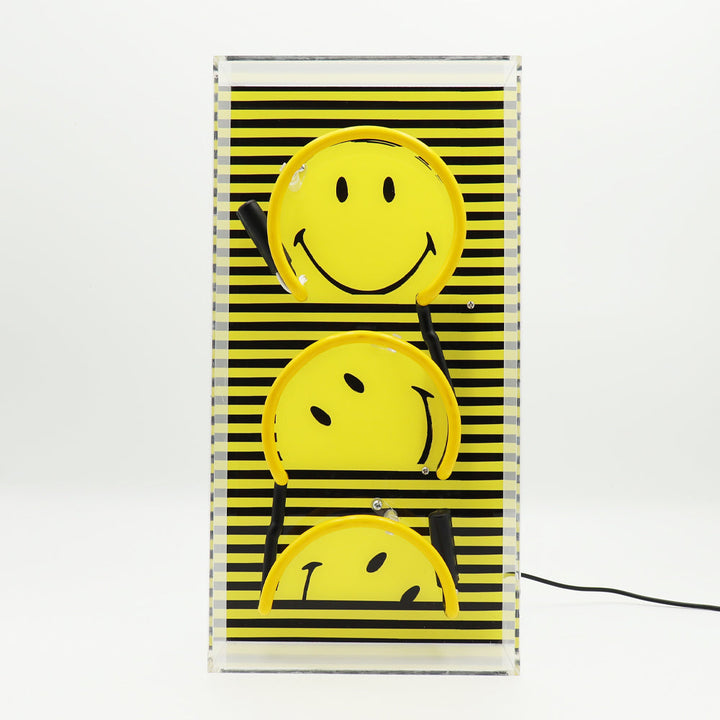 Rise and Shine Original Smiley Glass Neon Box Sign
