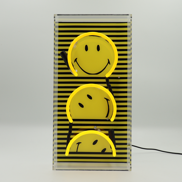 Rise and Shine Original Smiley Glass Neon Box Sign