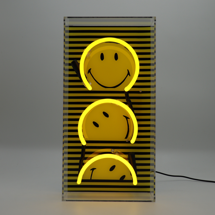 Rise and Shine Original Smiley Glass Neon Box Sign