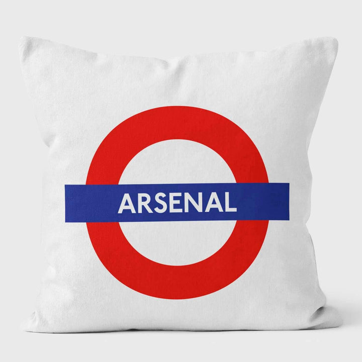 Arsenal London Underground Tube Station Roundel Cushion - Handmade Cushions UK - WeLoveCushions