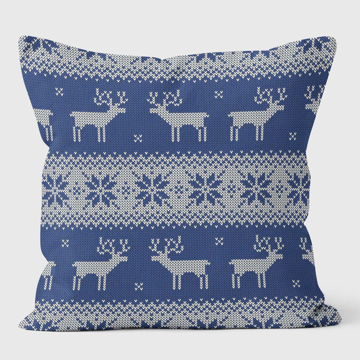 Art Blue White Deers - Christmas Cushion - Handmade Cushions UK - WeLoveCushions