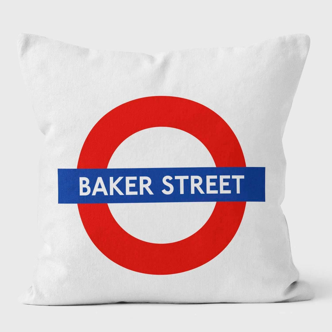 Baker Street London Underground Tube Station Roundel Cushion - Handmade Cushions UK - WeLoveCushions