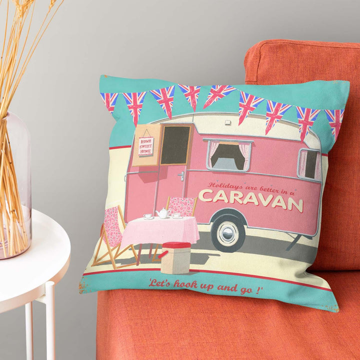 Better In A Caravan - Martin Wiscombe - Motoring Print Cushion