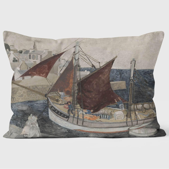 Boat in Harbour, Brittany - Christopher Wood TATE Cushion - Handmade Cushions UK - WeLoveCushions