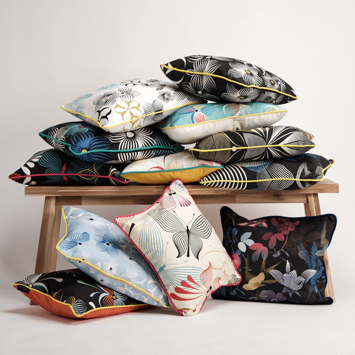 Bubbly Butterflies (Black) - Funky Art Cushion - Perfect Day - House Of Turnowsky Pillows - Handmade Cushions UK - WeLoveCushions