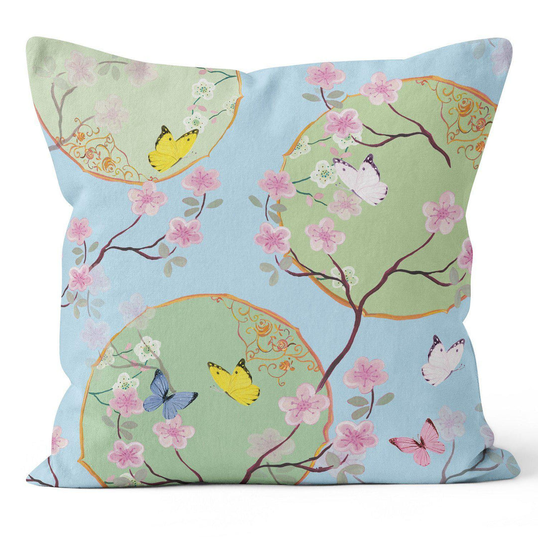 Butterfly Dreams ( Square - Blue) - Funky Art Cushion - Garden Of Eden - House Of Turnowsky Pillows - Handmade Cushions UK - WeLoveCushions