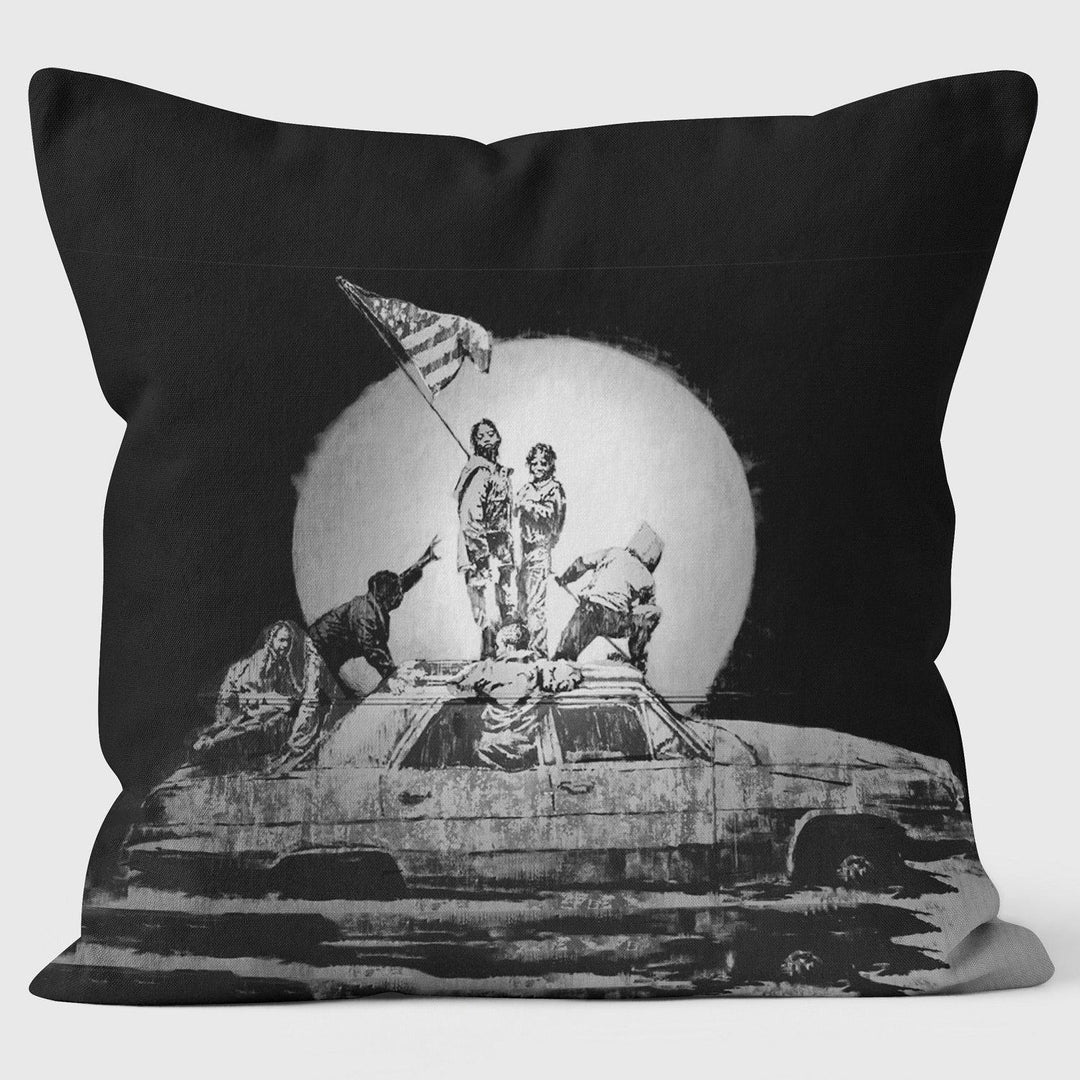 Car Jack Flag - Banksy Inspired - Graffiti Art Cushion - Handmade Cushions UK - WeLoveCushions