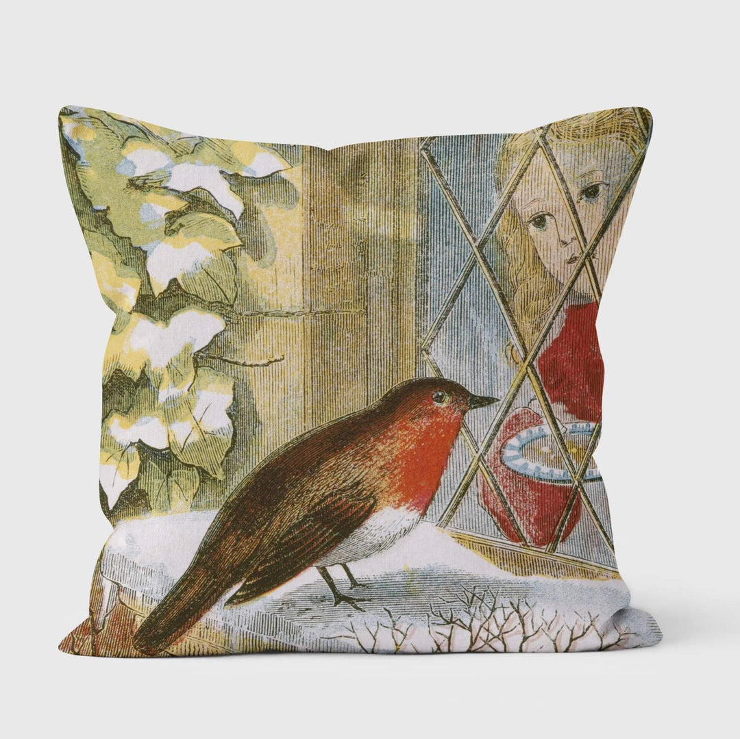 Christmas Robin - British Library Cushions - Handmade Cushions UK - WeLoveCushions