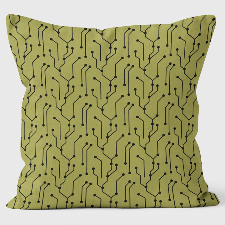 Circuit Board Green - Abstract Cushion - Handmade Cushions UK - WeLoveCushions