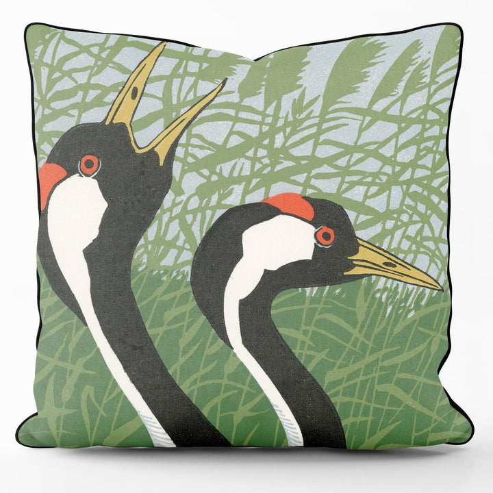 Clarion Cranes - Robert Gillmor Cushion - Handmade Cushions UK - WeLoveCushions