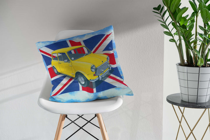 Classic British Mini Car Front - Martin Wiscombe - Art Print Cushion