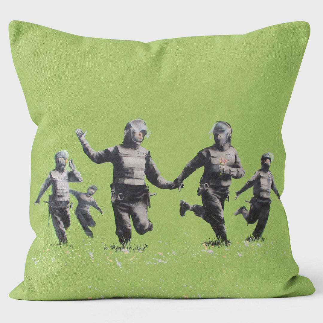 Cops On A Mountain - Banksy Inspired - Graffiti Art Cushion - Handmade Cushions UK - WeLoveCushions