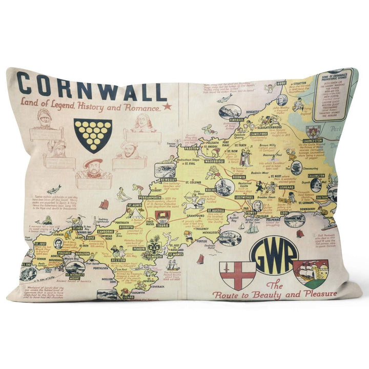 Cornwall Map - National Railways Museum Cushion - Handmade Cushions UK - WeLoveCushions