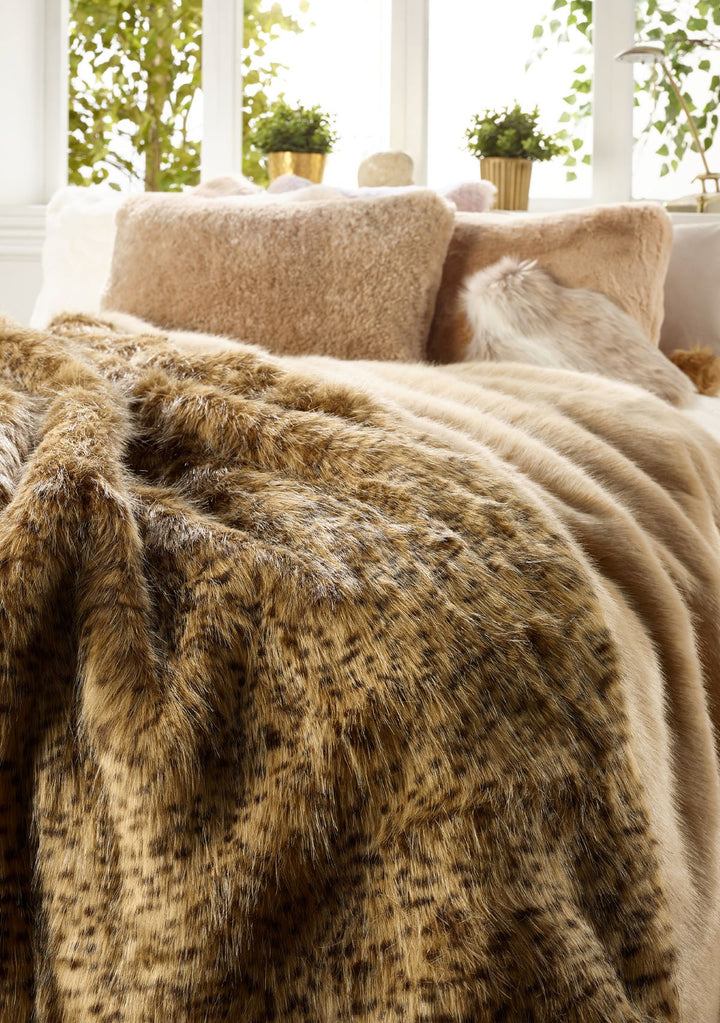 Gold Civet faux fur throw by Katrina Hampton – additional view