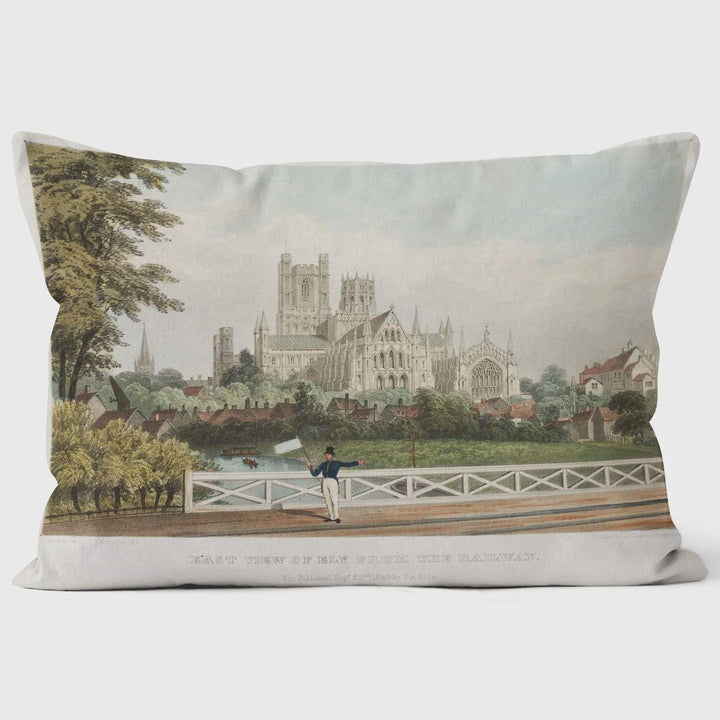 East View Ely from the Railway 1845 - National Railway Museum Cushion - Handmade Cushions UK - WeLoveCushions