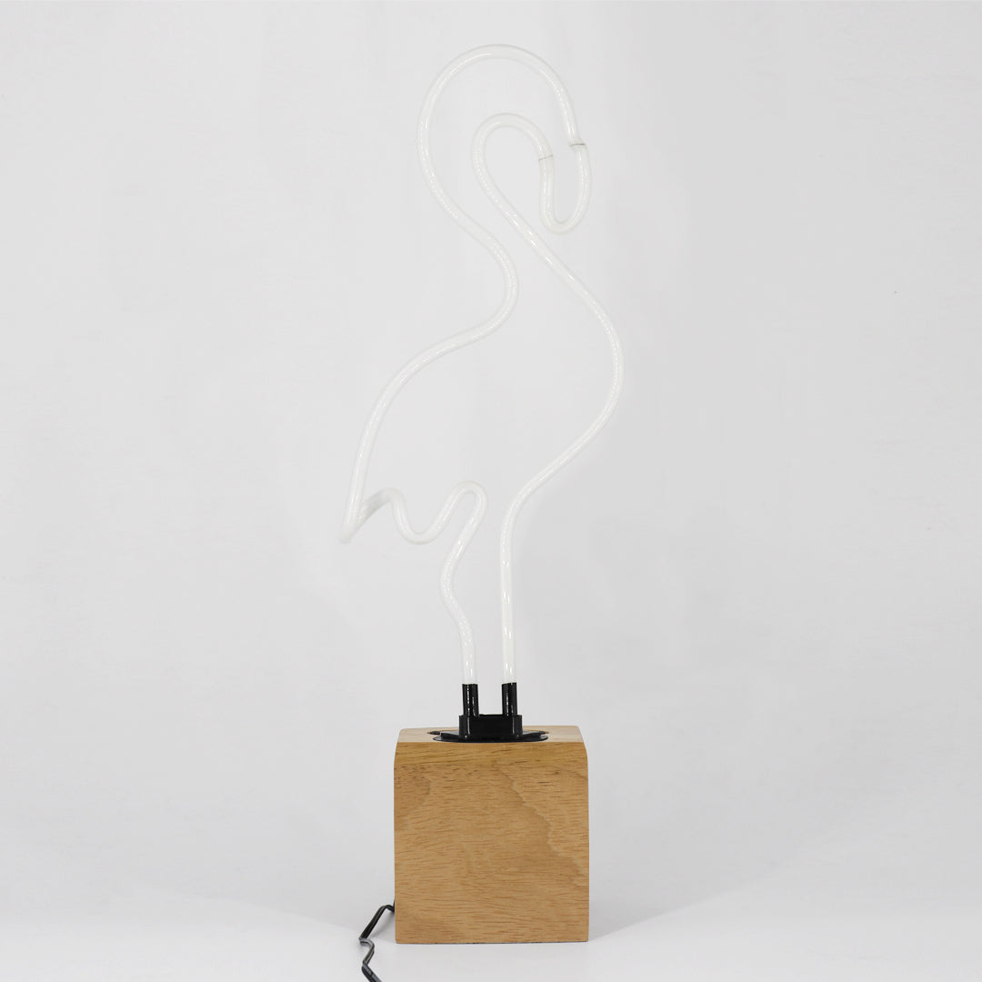 Wooden Base Flamingo Neon product image shown in a home or gift setting