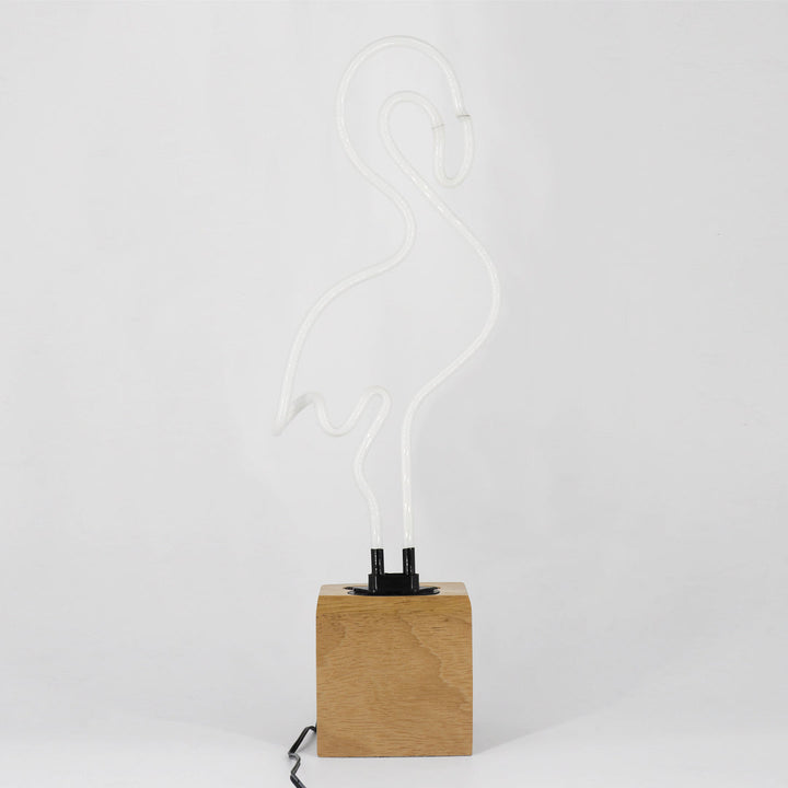 Wooden Base Flamingo Neon product image shown in a home or gift setting