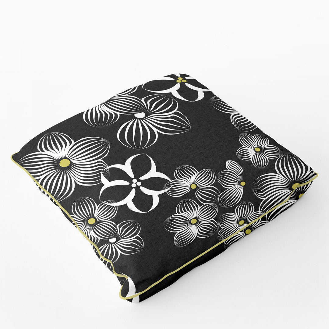 Floral Impression (Black) - Funky Art Cushion - Perfect Day - House Of Turnowsky Pillows - Handmade Cushions UK - WeLoveCushions