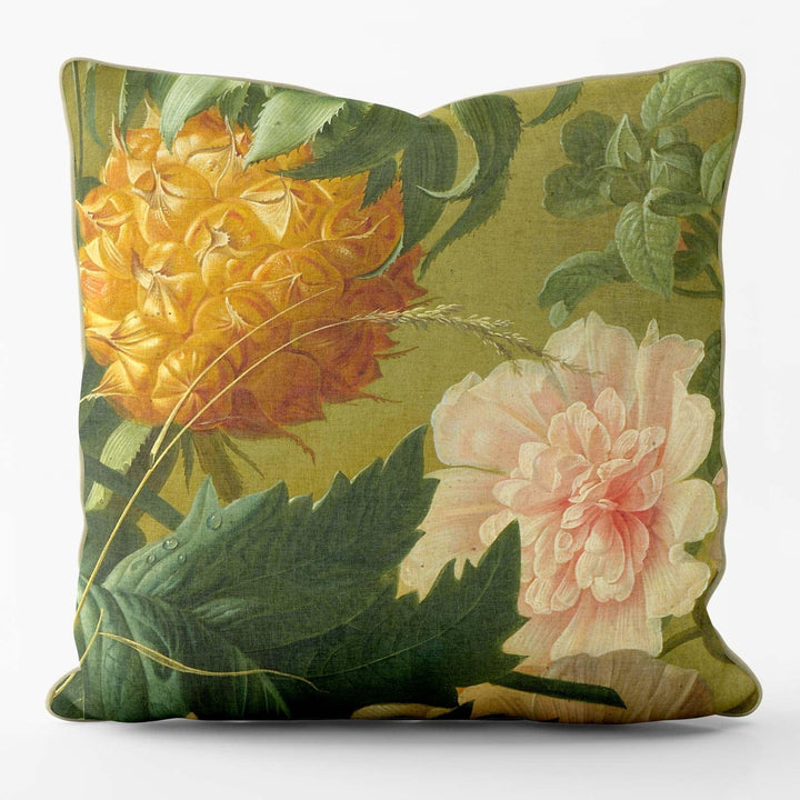 Luxe Van Brussel Flowers In a Vase Detail Pineapple - National Gallery Cushion - Handmade Cushions UK - WeLoveCushions