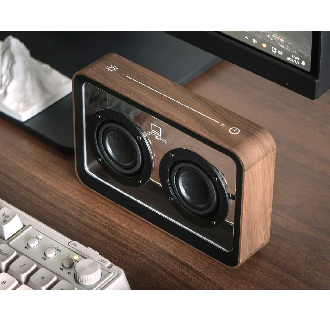 Gingko Design Mage See-Through Transparent Wireless Bluetooth Speaker in Brown Walnut Finish