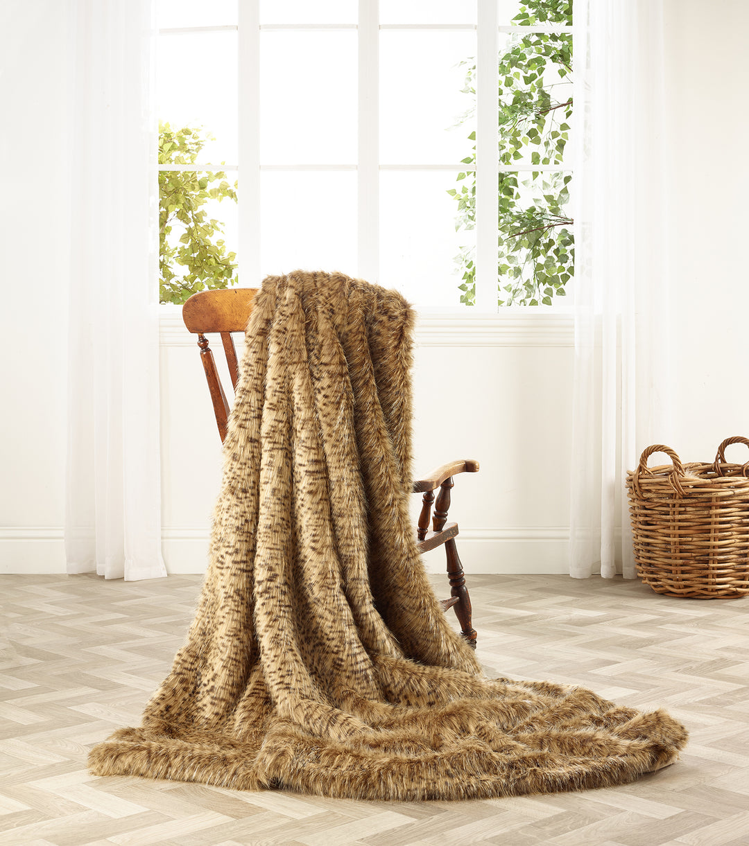 Gold Civet faux fur throw by Katrina Hampton