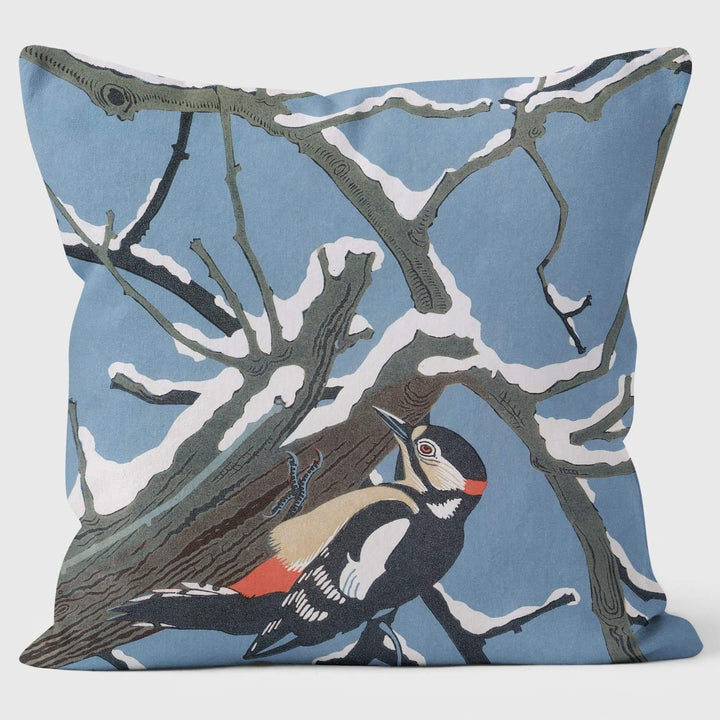 Great Spotted Woodpecker - Robert Gillmor Cushion - Handmade Cushions UK - WeLoveCushions