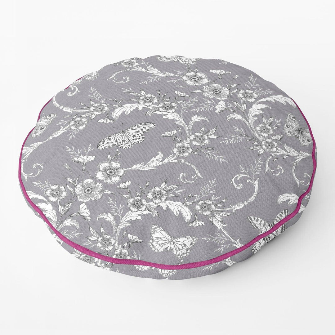 Trailing Butterfly Round Dark Grey - House Of Turnowsky Cushion