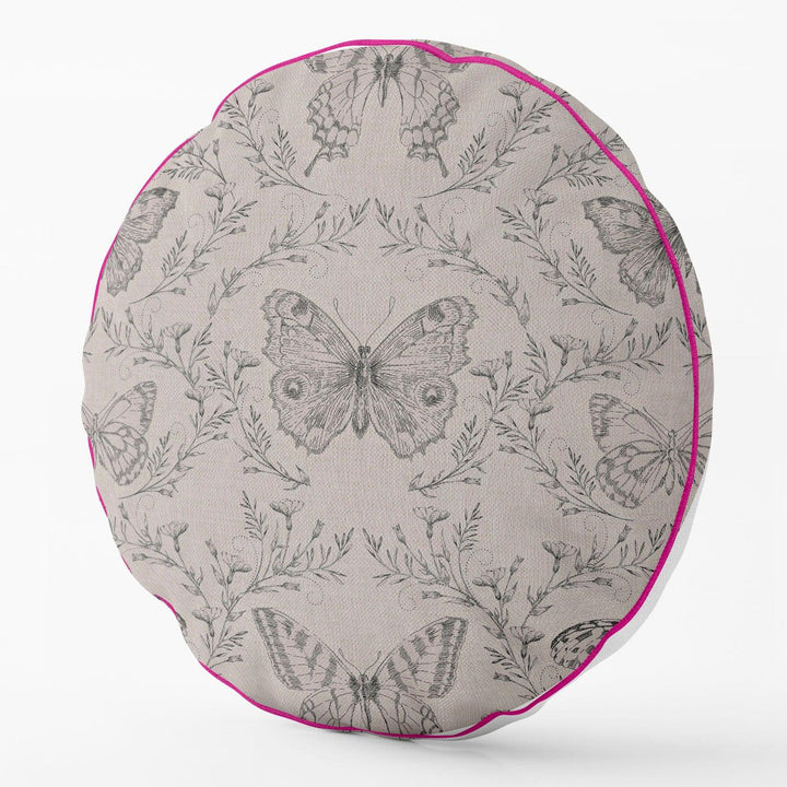 Butterfly & Ivy Round Grey - House Of Turnowsky Cushion