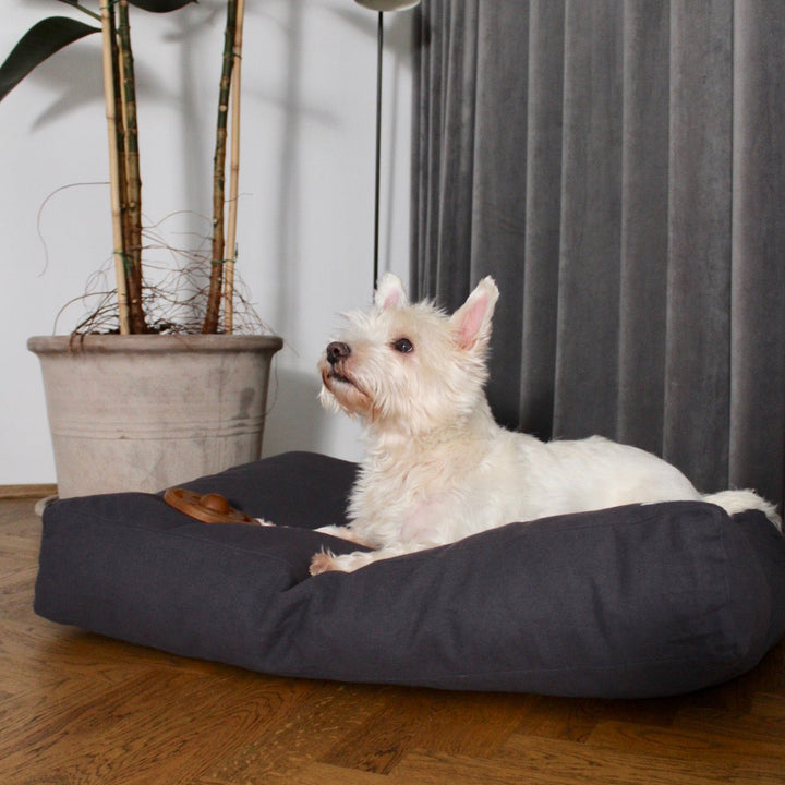 classic design dog cushion with a west highland terrier on it